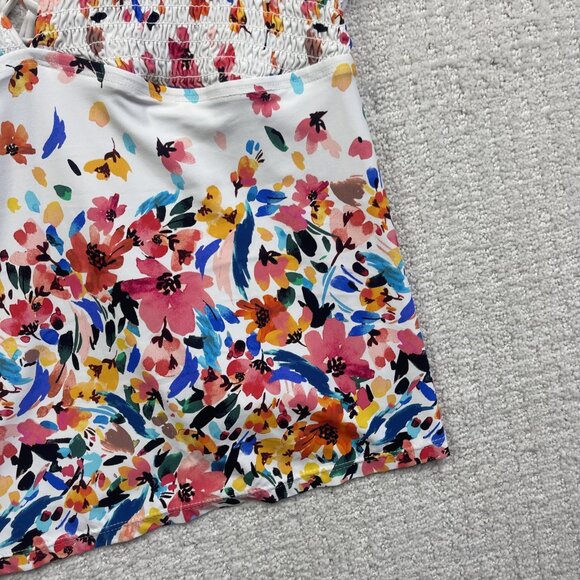 Catalina Swimwear Floral Watercolor Top Halter Size L Tropical AOP Summer Beach - Picture 4 of 12